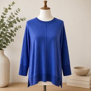Habitat Blue Pullover Sweater Women's Small Tunic Top Relaxed Fit Knit Casual